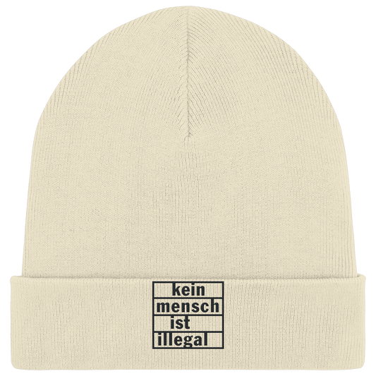 Kein Mensch ist illegal (Schwarz) - Rib Beanie
