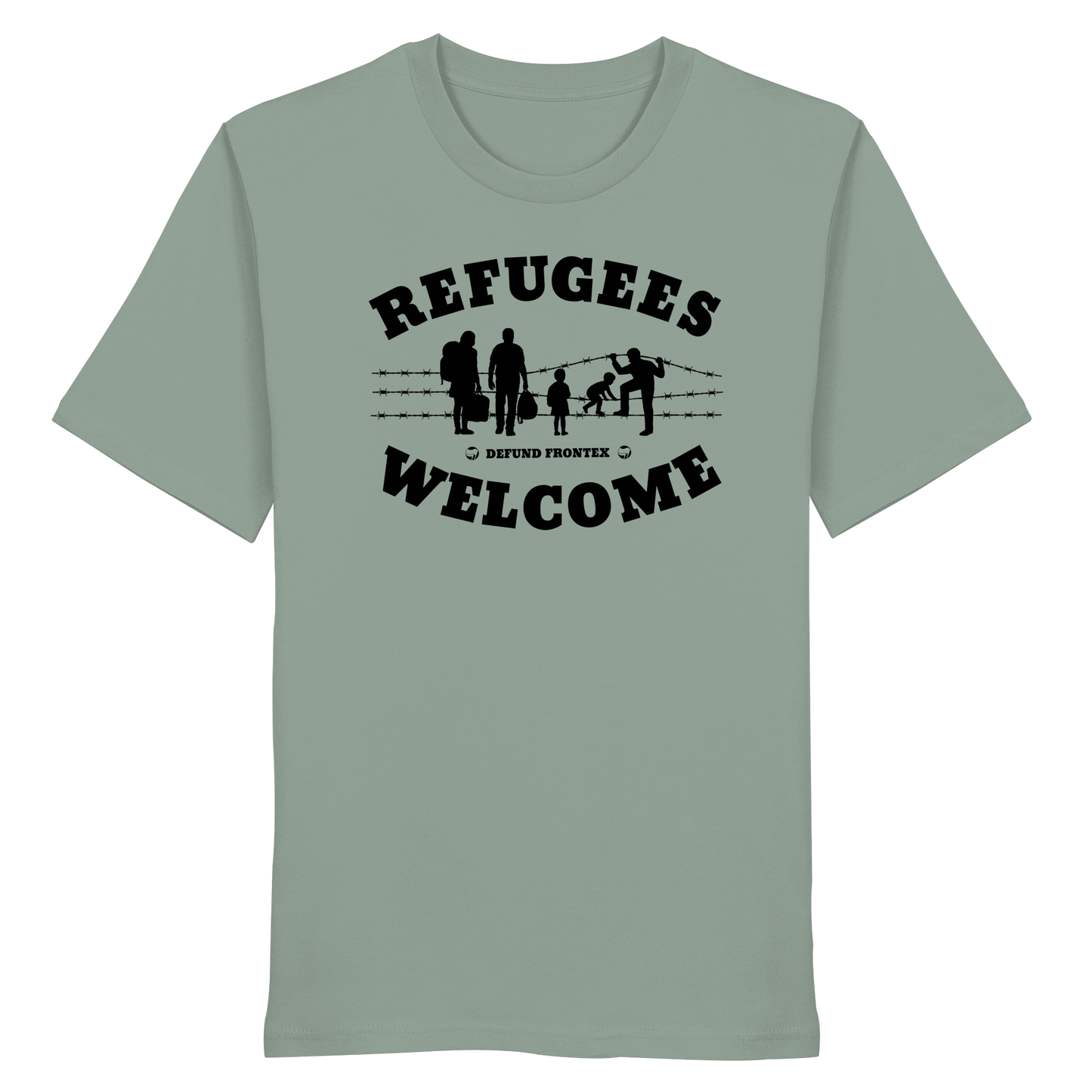 Refugees Welcome on land (Schwarz) - T-Shirt