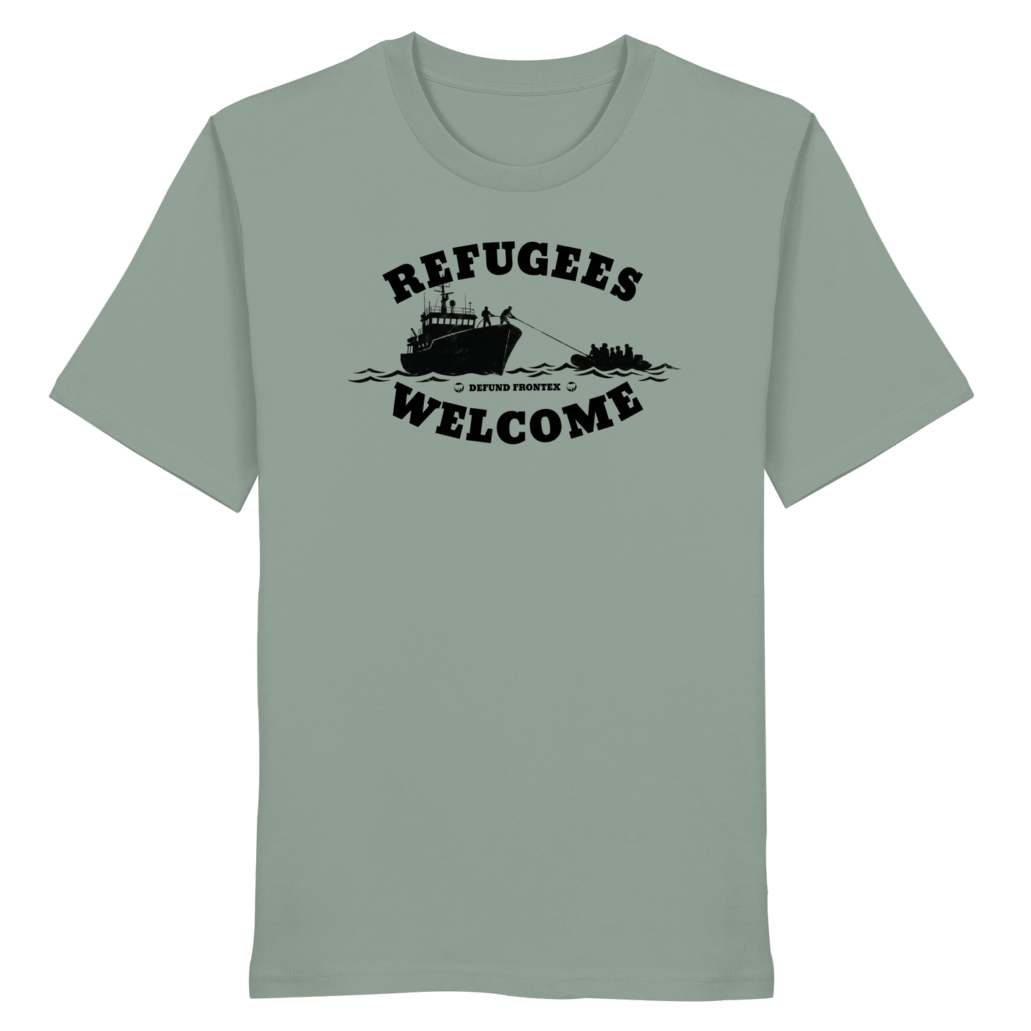 Refugees Welcome at sea (Schwarz) - T-Shirt