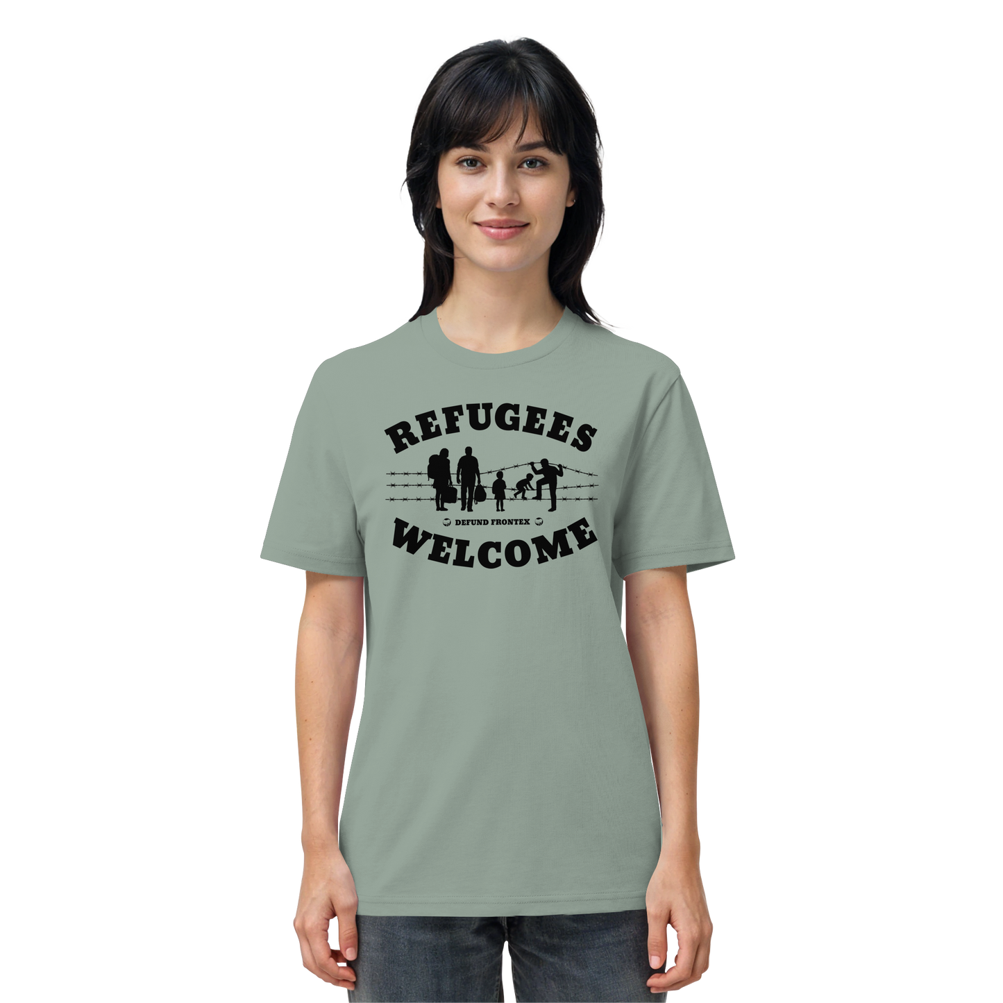 Refugees Welcome on land (Schwarz) - T-Shirt