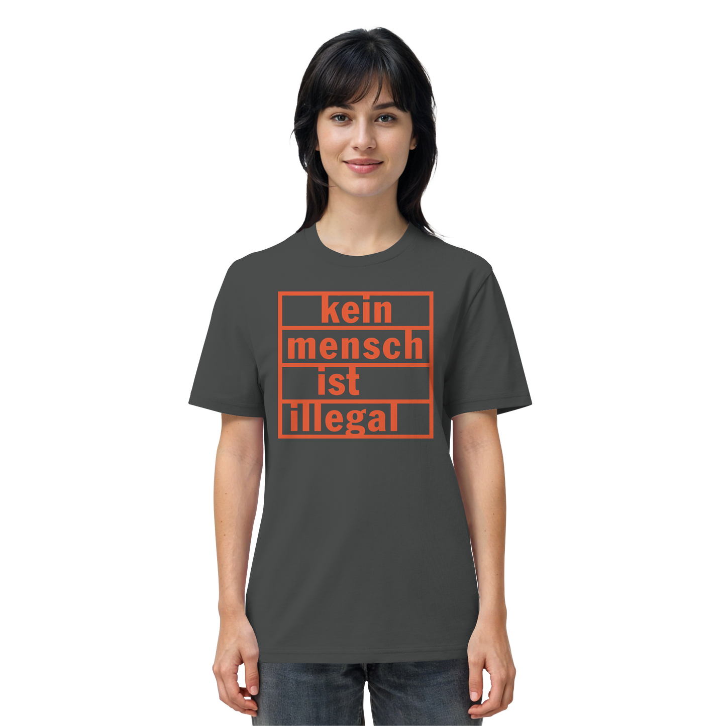 Kein Mensch ist illegal (Orange) - T-Shirt