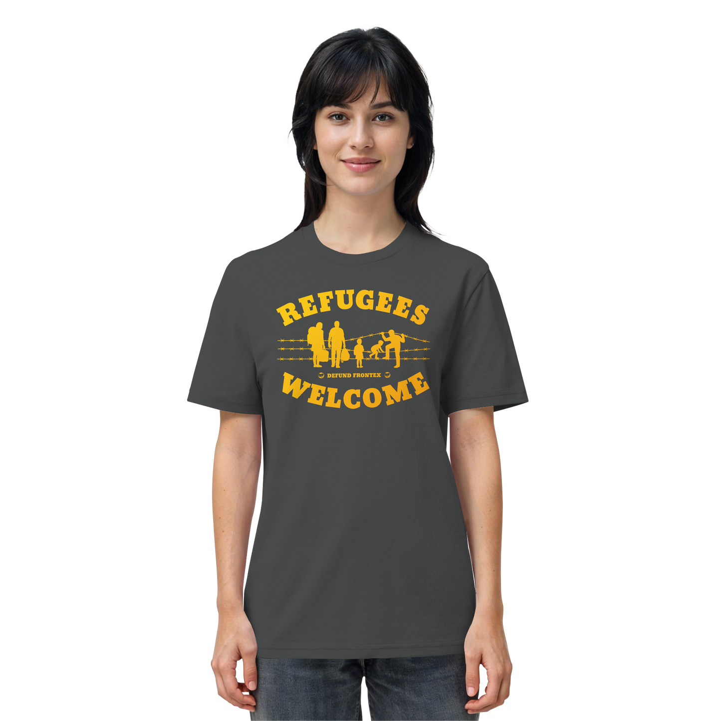 Refugees Welcome on land (Gelb-Orange) - T-Shirt