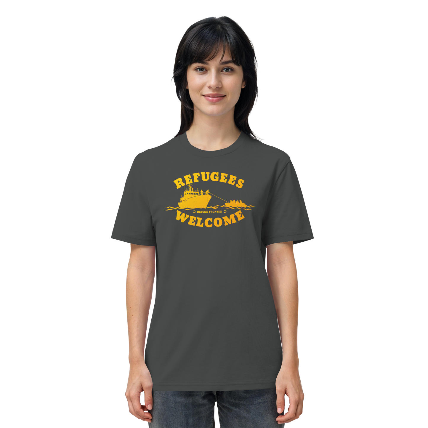 Refugees Welcome at sea (Gelb-Orange) - T-Shirt