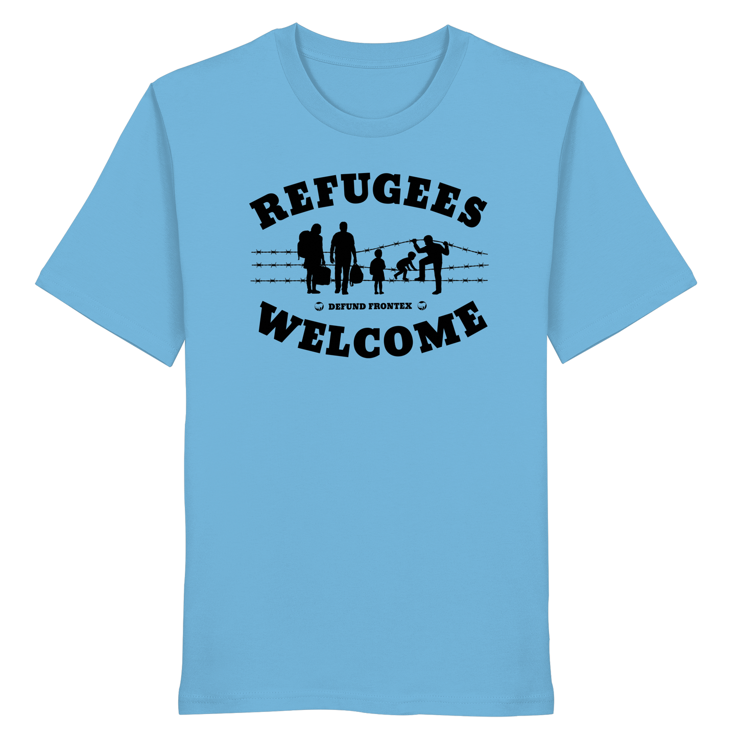 Refugees Welcome on land (Schwarz) - T-Shirt