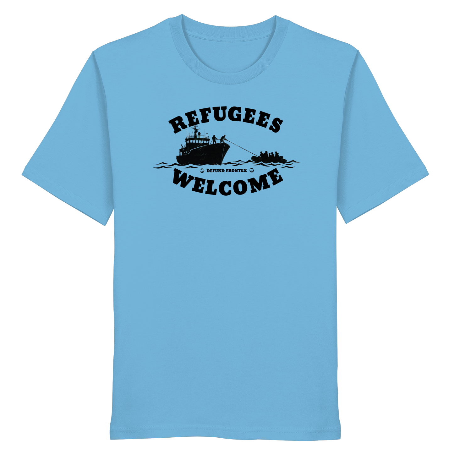 Refugees Welcome at sea (Schwarz) - T-Shirt