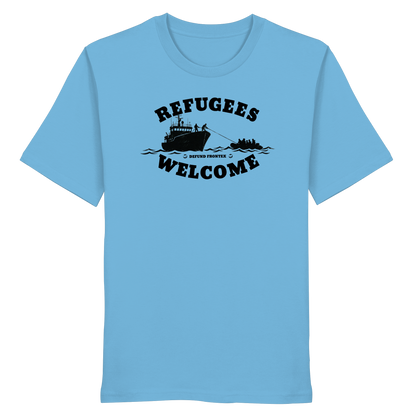 Refugees Welcome at sea (Schwarz) - T-Shirt