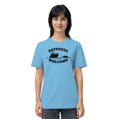 Refugees Welcome at sea (Schwarz) - T-Shirt