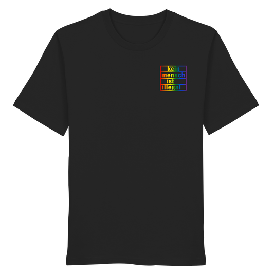 Kein Mensch ist illegal (Regenbogen; kleiner Druck) - T-Shirt