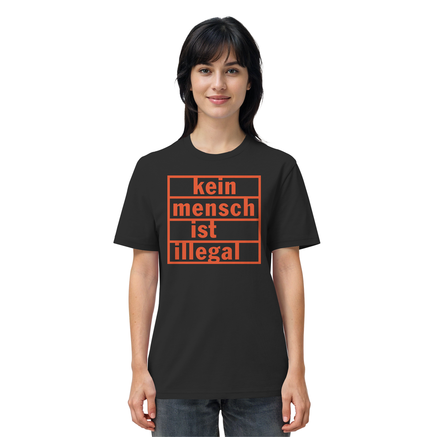 Kein Mensch ist illegal (Orange) - T-Shirt