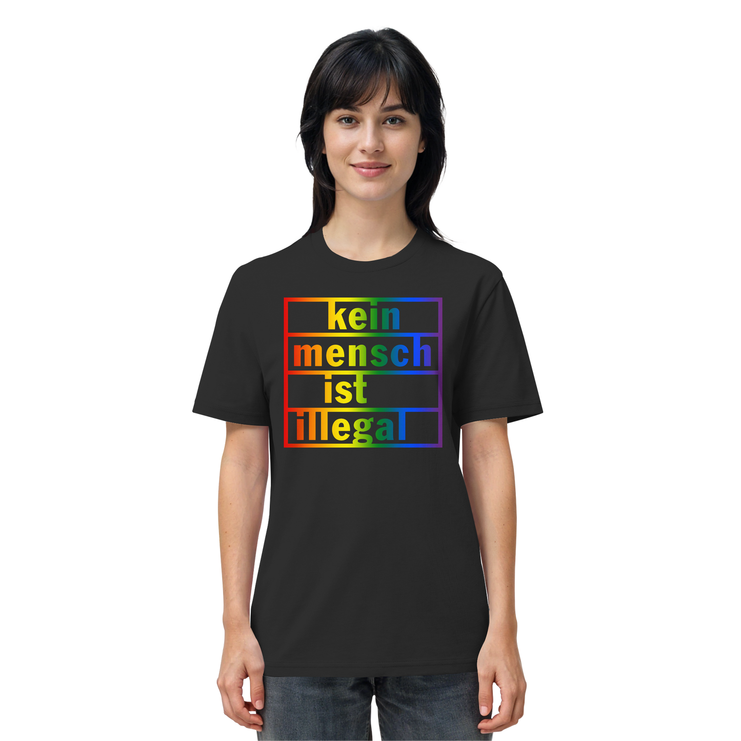 Kein Mensch ist illegal (Regenbogen) - T-Shirt
