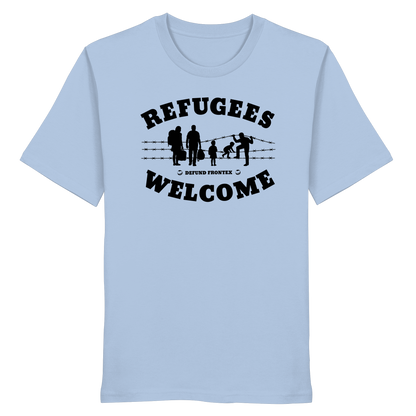 Refugees Welcome on land (Schwarz) - T-Shirt