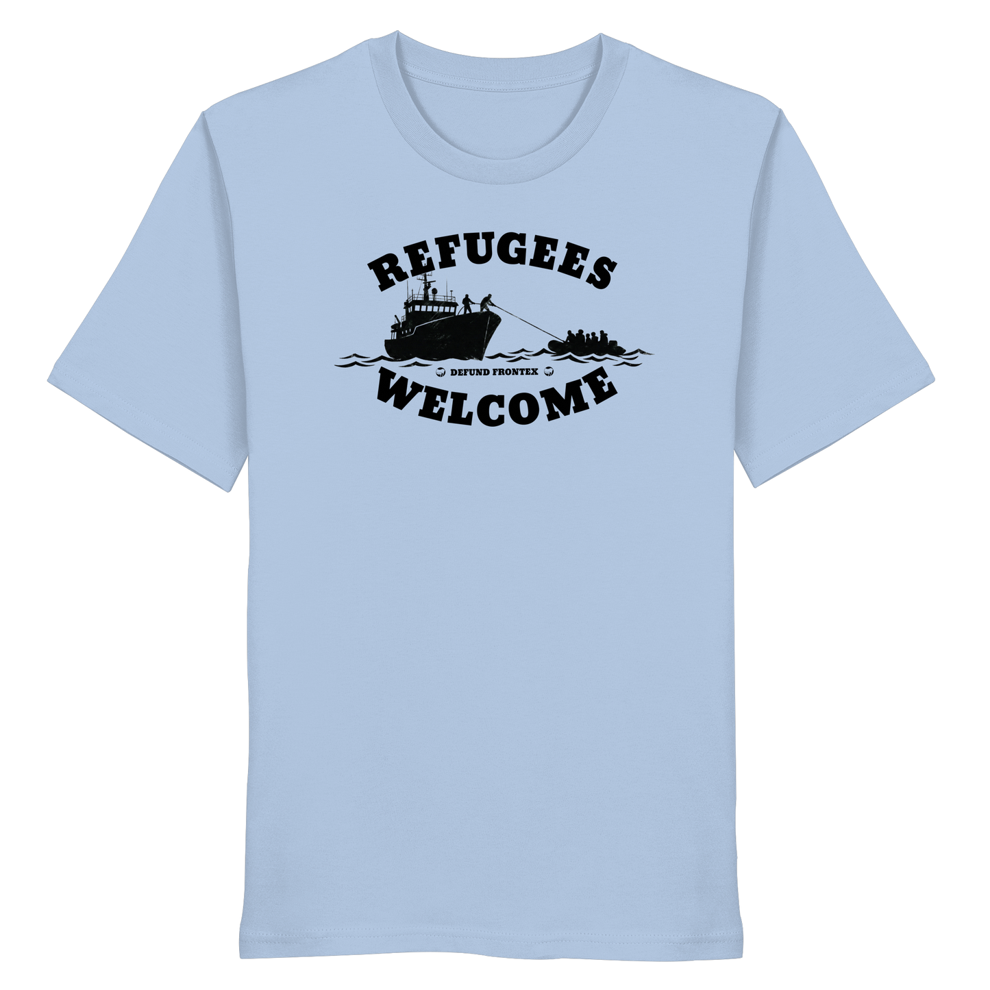 Refugees Welcome at sea (Schwarz) - T-Shirt