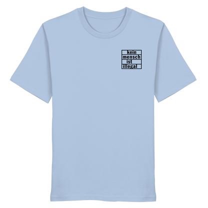 Kein Mensch ist illegal (Schwarz; kleiner Druck) - T-Shirt