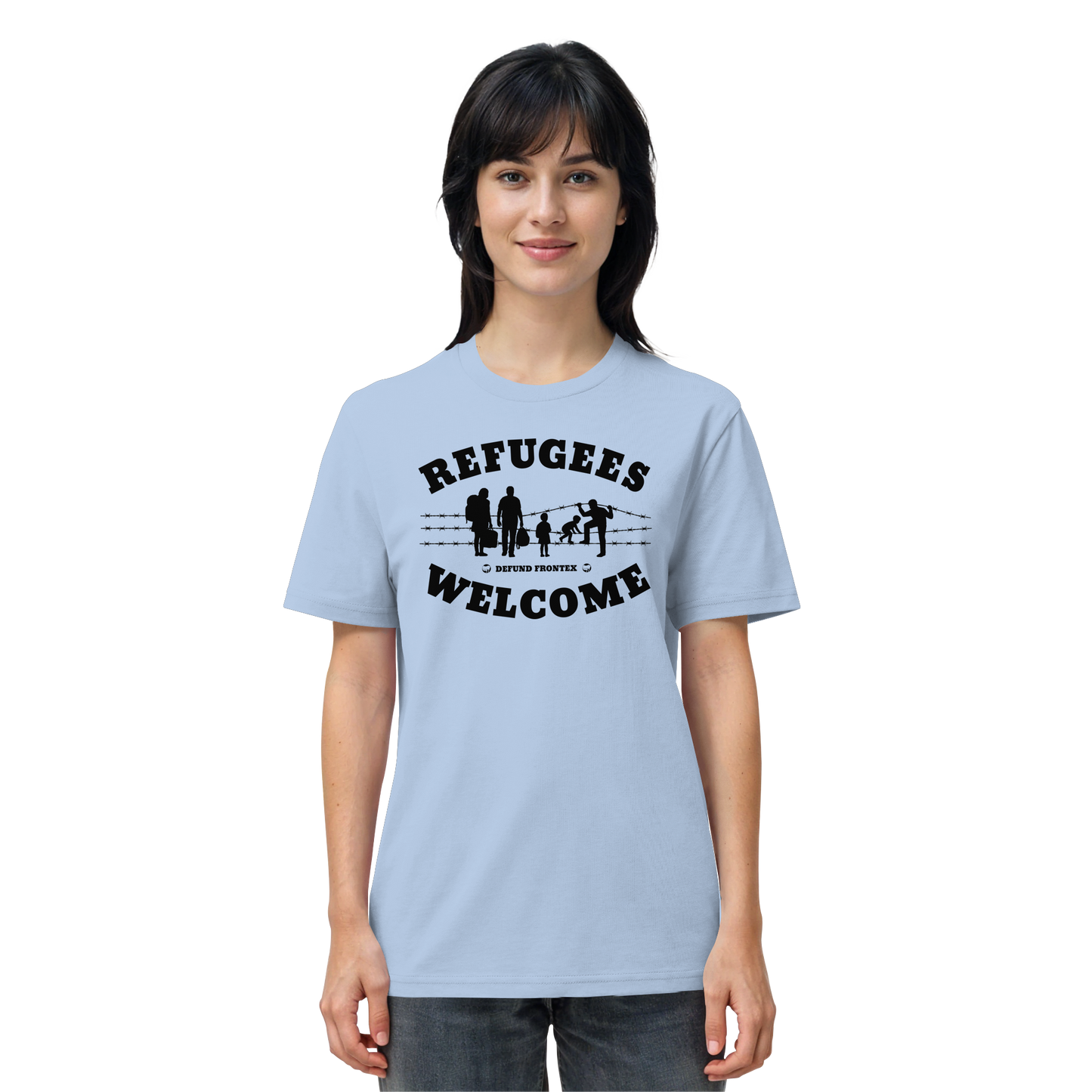 Refugees Welcome on land (Schwarz) - T-Shirt