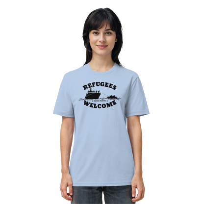 Refugees Welcome at sea (Schwarz) - T-Shirt