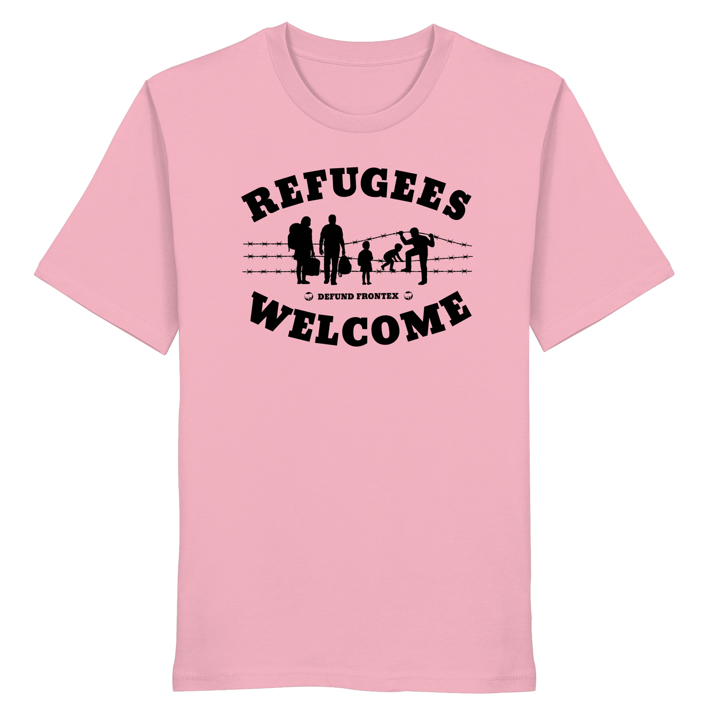 Refugees Welcome on land (Schwarz) - T-Shirt