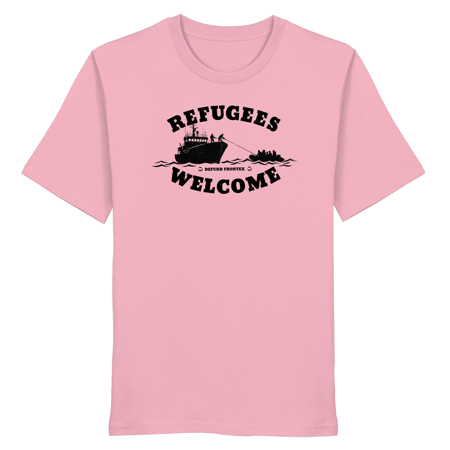 Refugees Welcome at sea (Schwarz) - T-Shirt