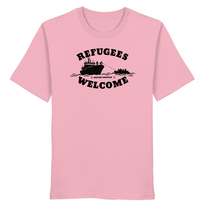 Refugees Welcome at sea (Schwarz) - T-Shirt
