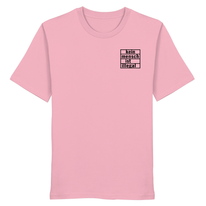 Kein Mensch ist illegal (Schwarz; kleiner Druck) - T-Shirt