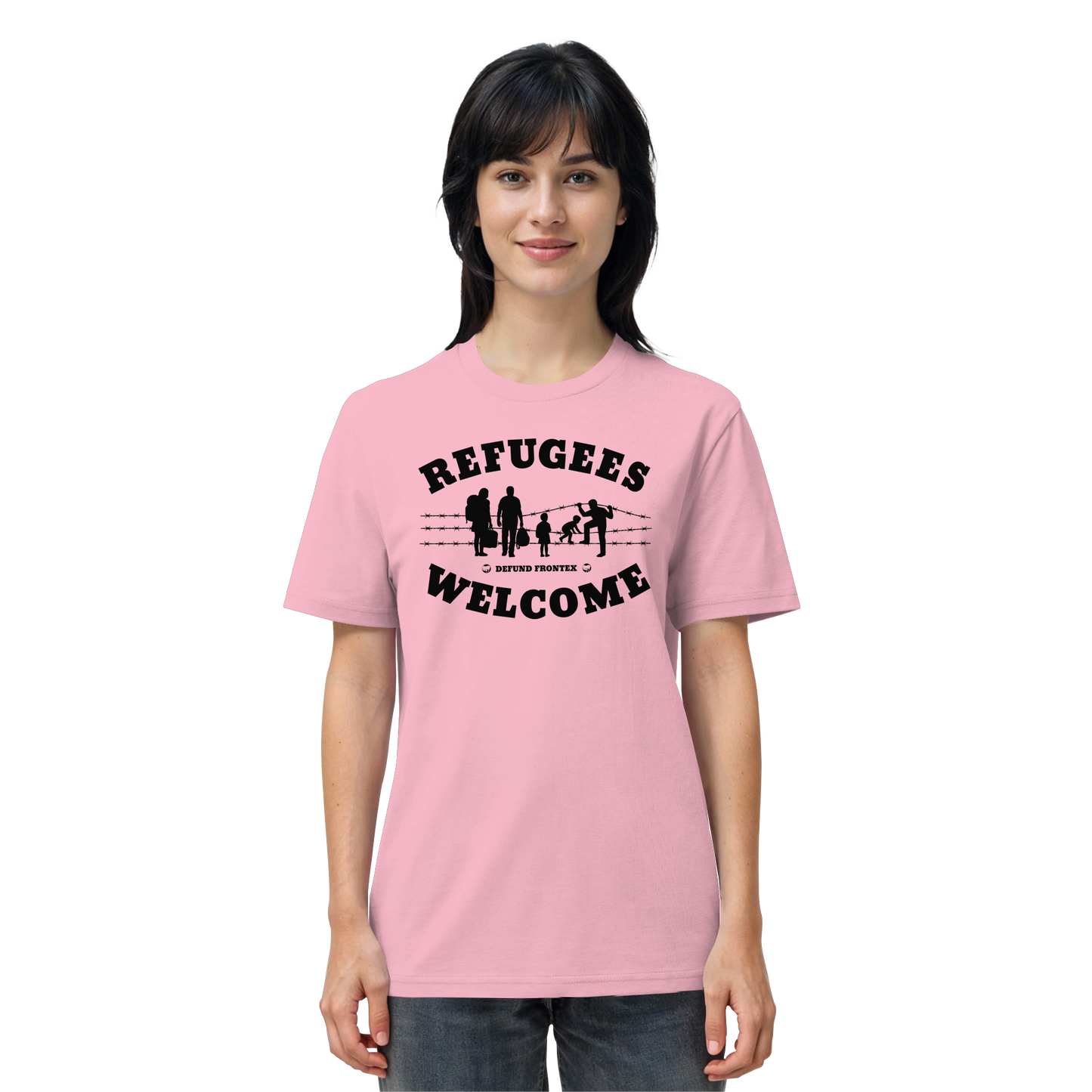 Refugees Welcome on land (Schwarz) - T-Shirt