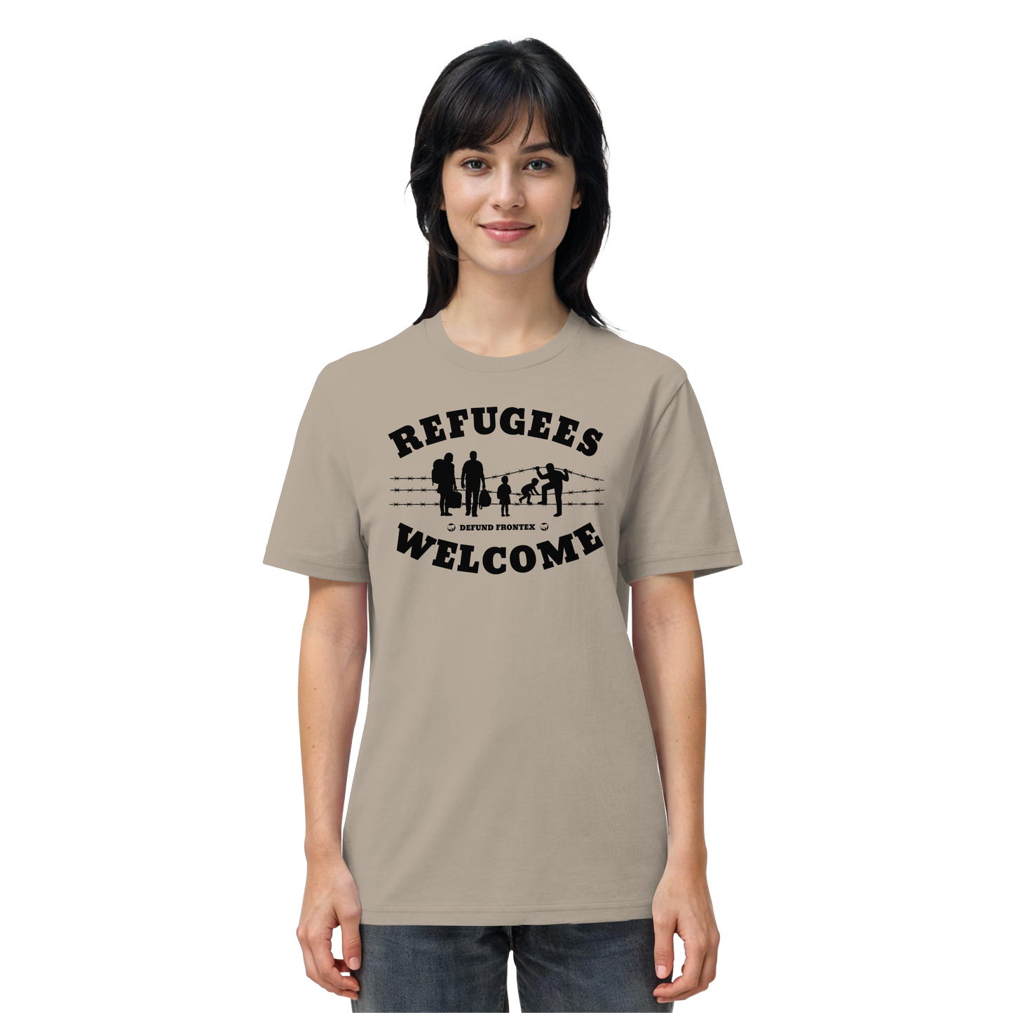 Refugees Welcome on land (Schwarz) - T-Shirt