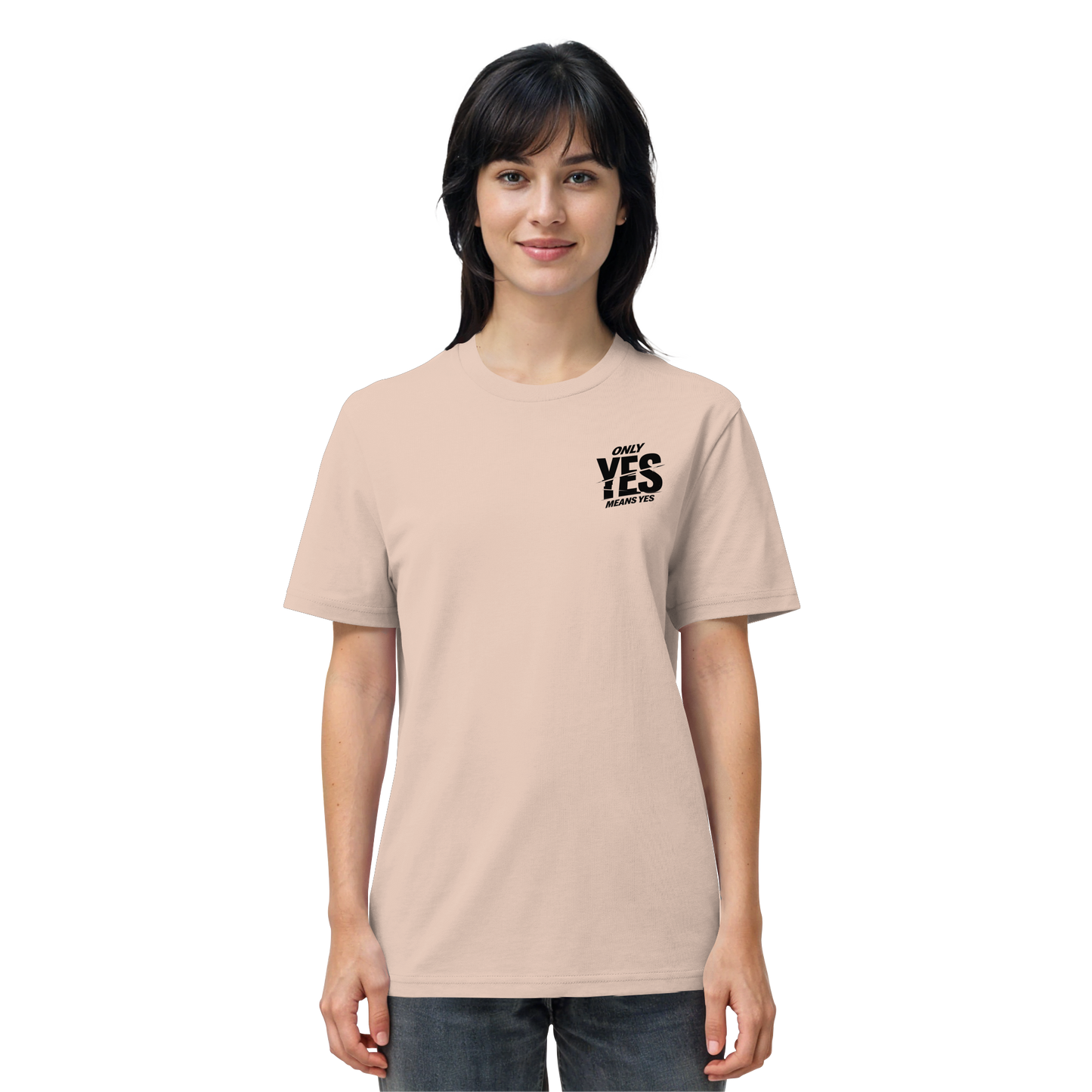 Only yes means yes (Schwarz; kleiner Druck) - T-Shirt