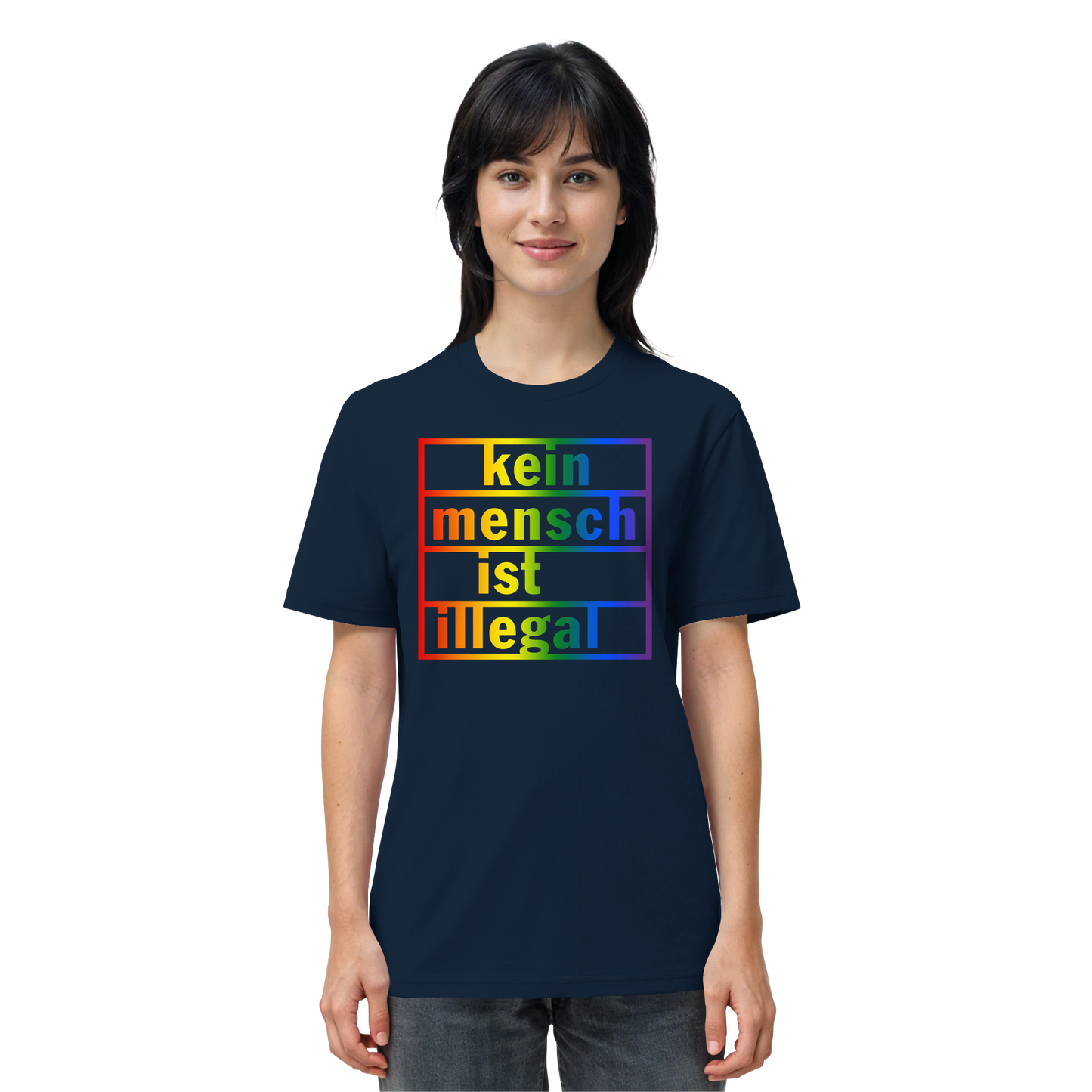 Kein Mensch ist illegal (Regenbogen) - T-Shirt