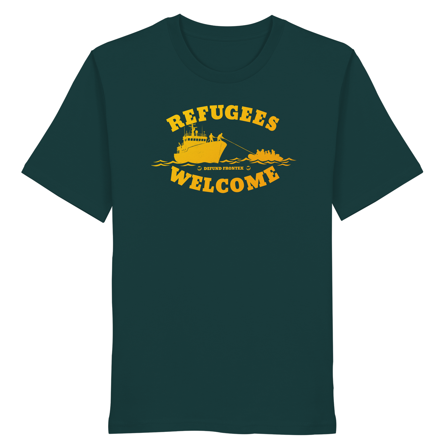 Refugees Welcome at sea (Gelb-Orange) - T-Shirt