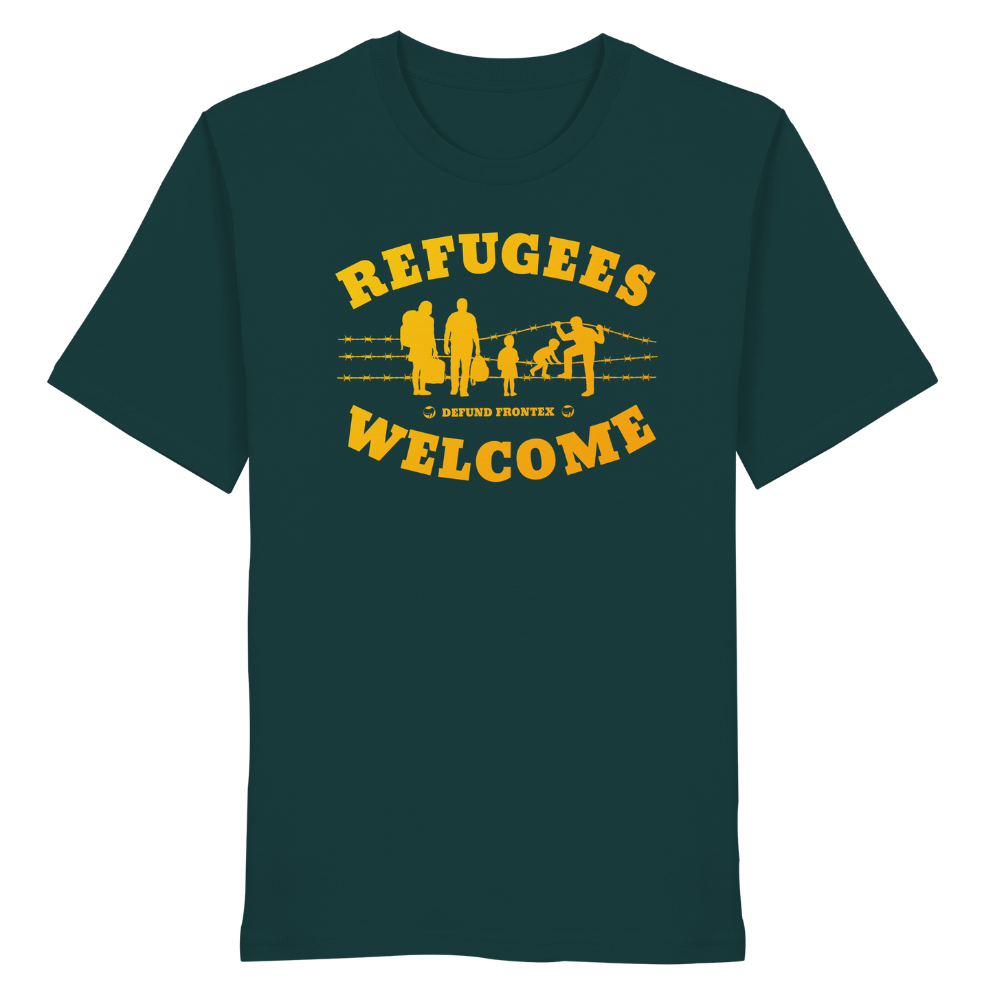 Refugees Welcome on land (Gelb-Orange) - T-Shirt