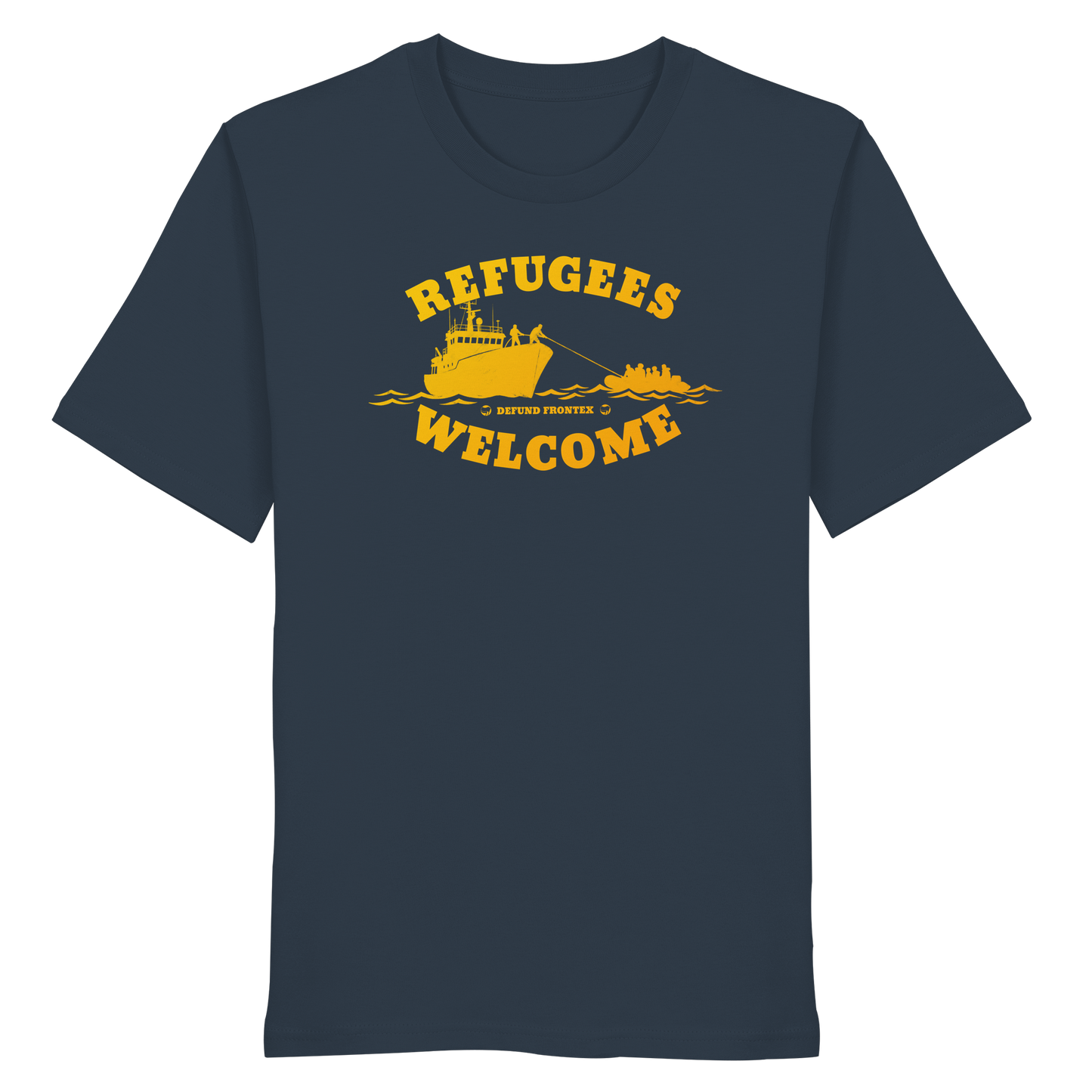 Refugees Welcome at sea (Gelb-Orange) - T-Shirt