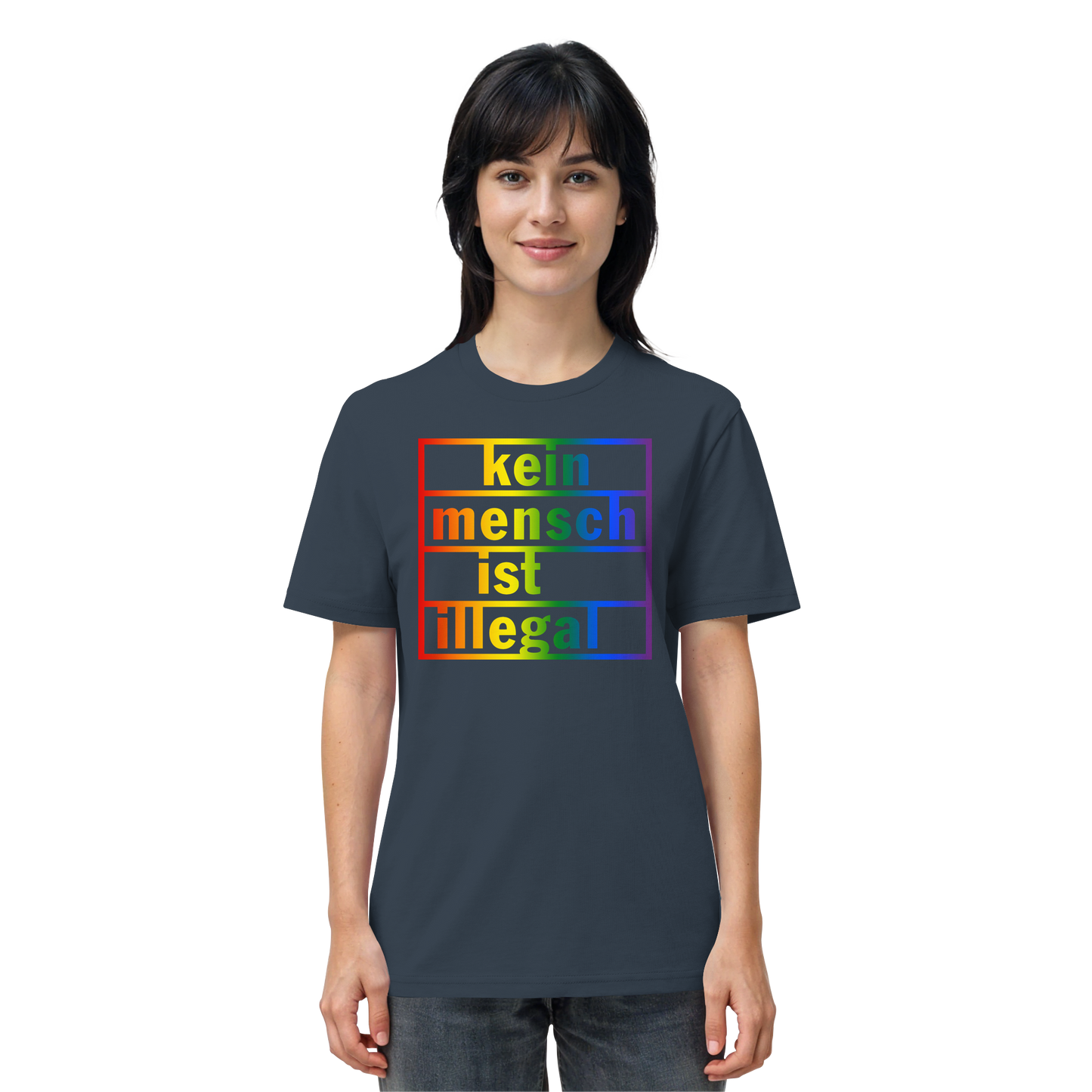 Kein Mensch ist illegal (Regenbogen) - T-Shirt