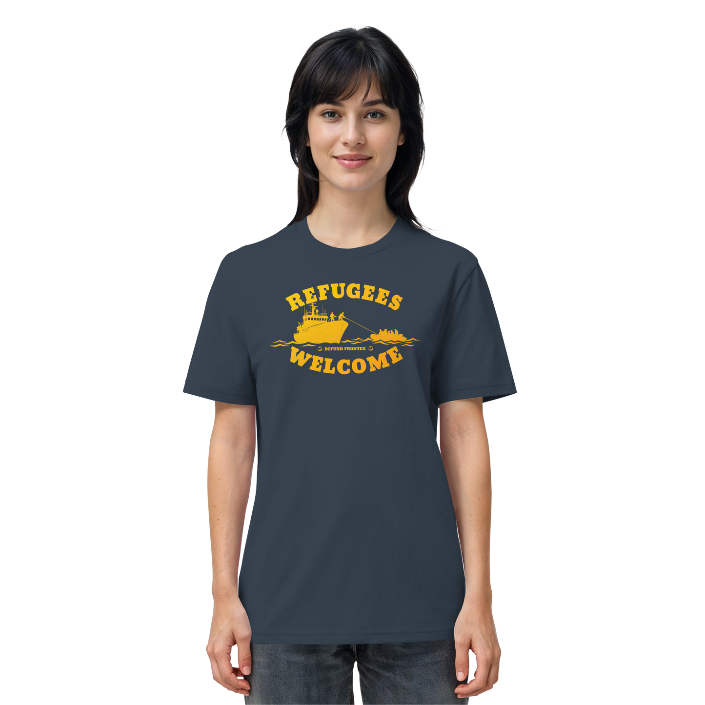 Refugees Welcome at sea (Gelb-Orange) - T-Shirt