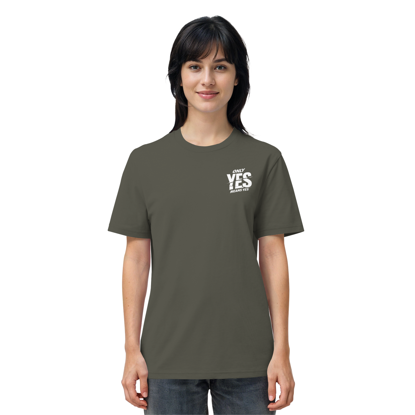 Only yes means yes (Weiß; kleiner Druck) - T-Shirt