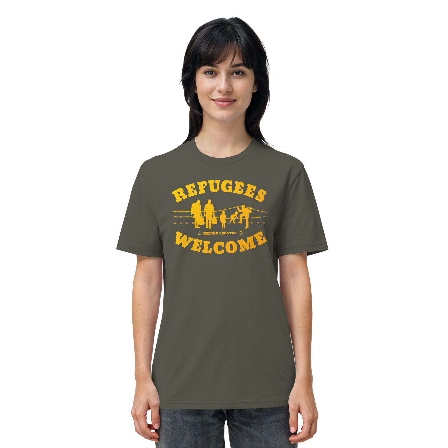 Refugees Welcome on land (Gelb-Orange) - T-Shirt