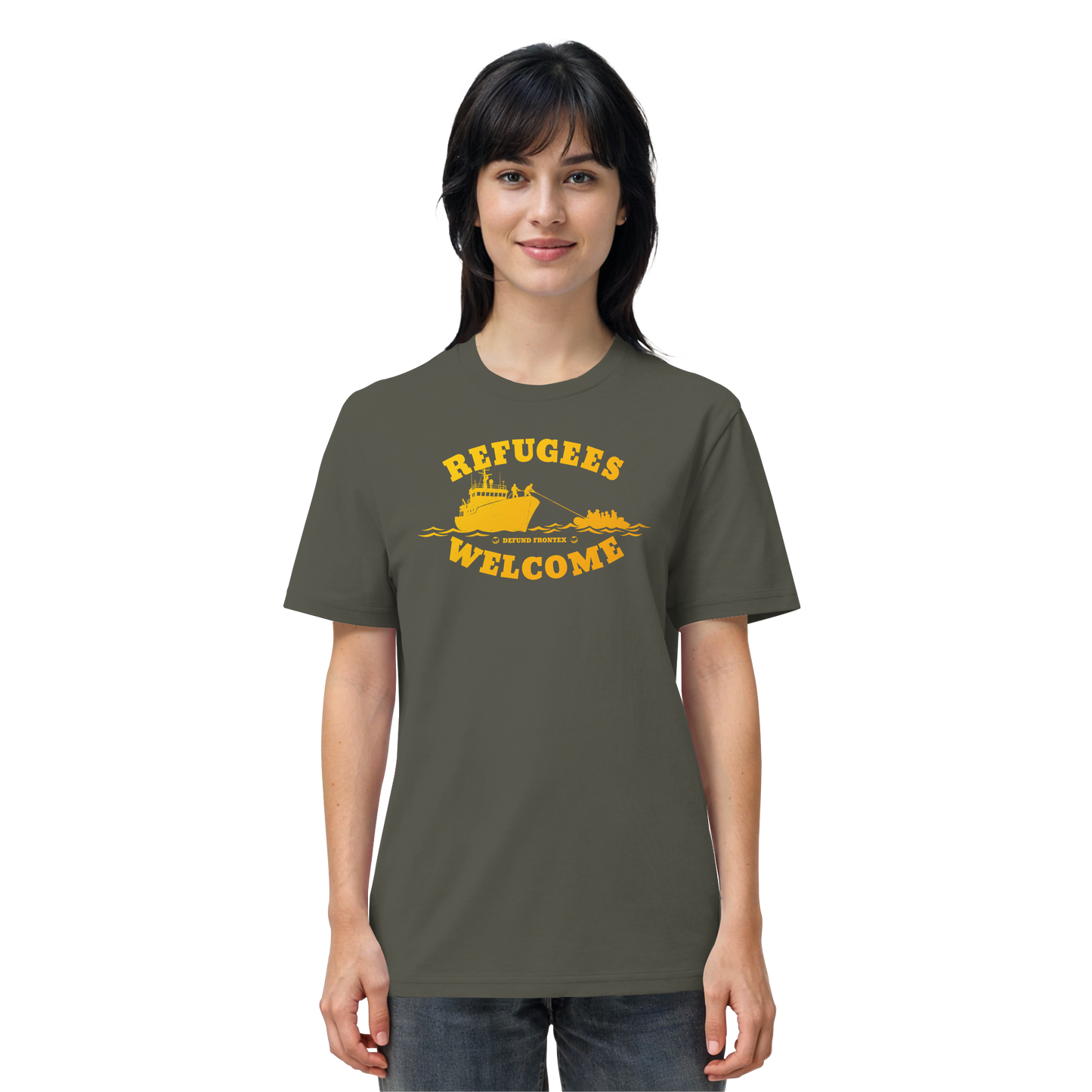 Refugees Welcome at sea (Gelb-Orange) - T-Shirt