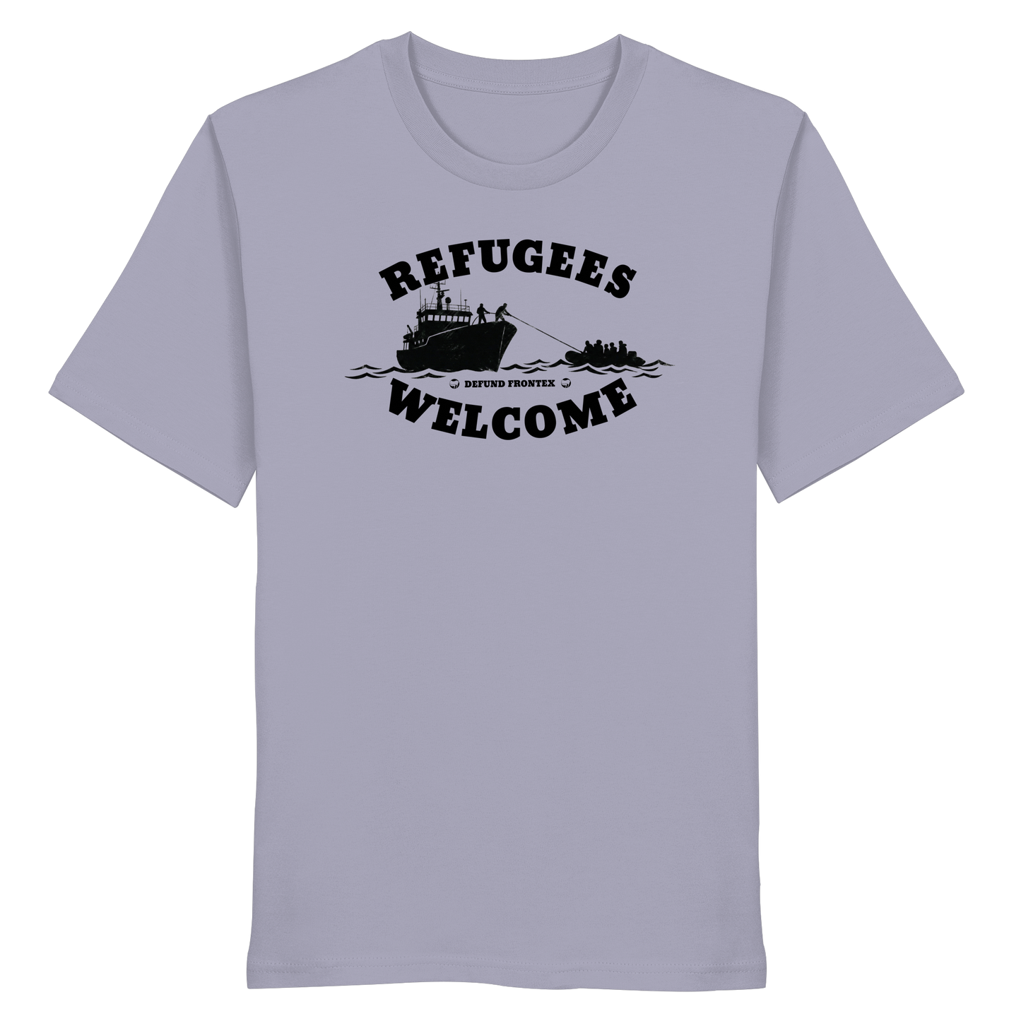 Refugees Welcome at sea (Schwarz) - T-Shirt