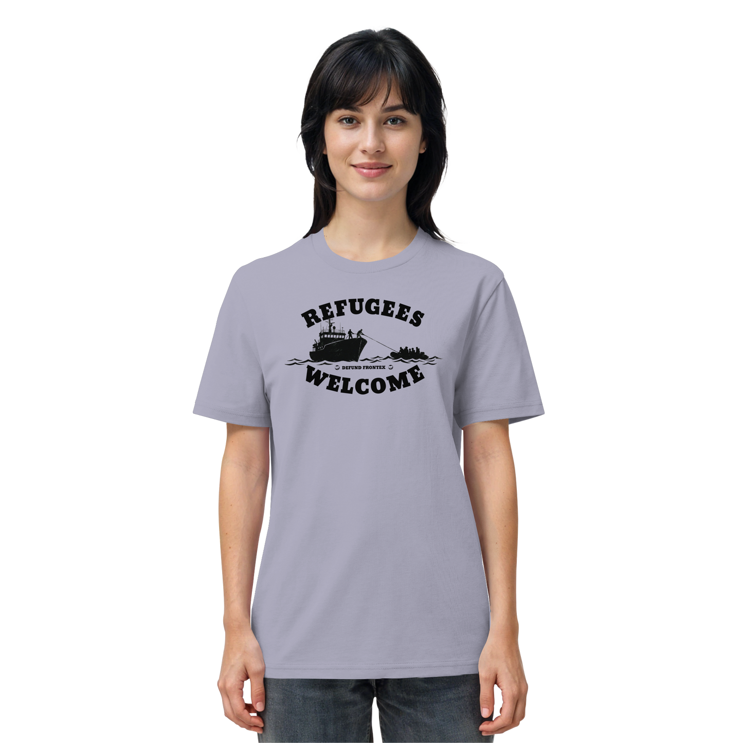 Refugees Welcome at sea (Schwarz) - T-Shirt