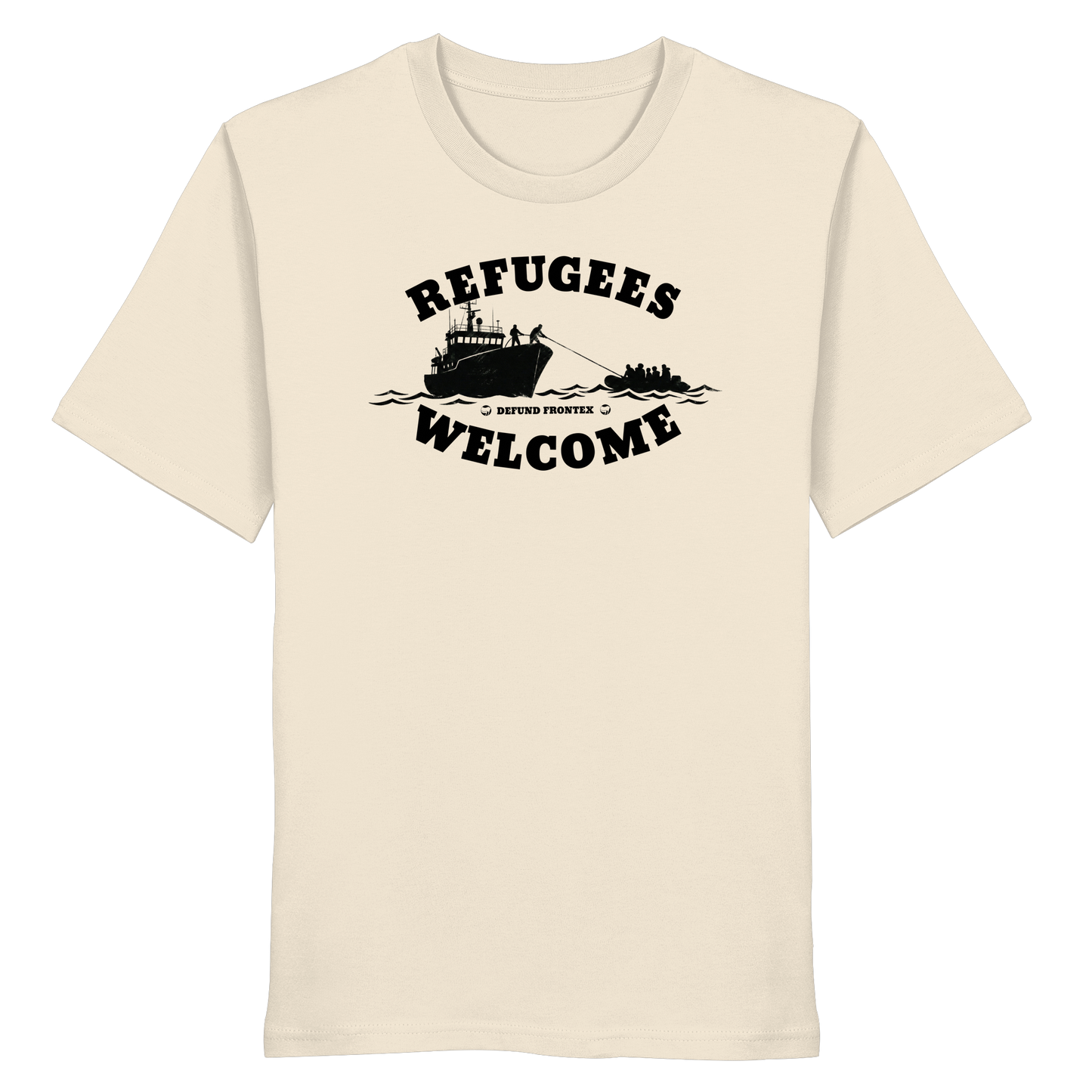 Refugees Welcome at sea (Schwarz) - T-Shirt