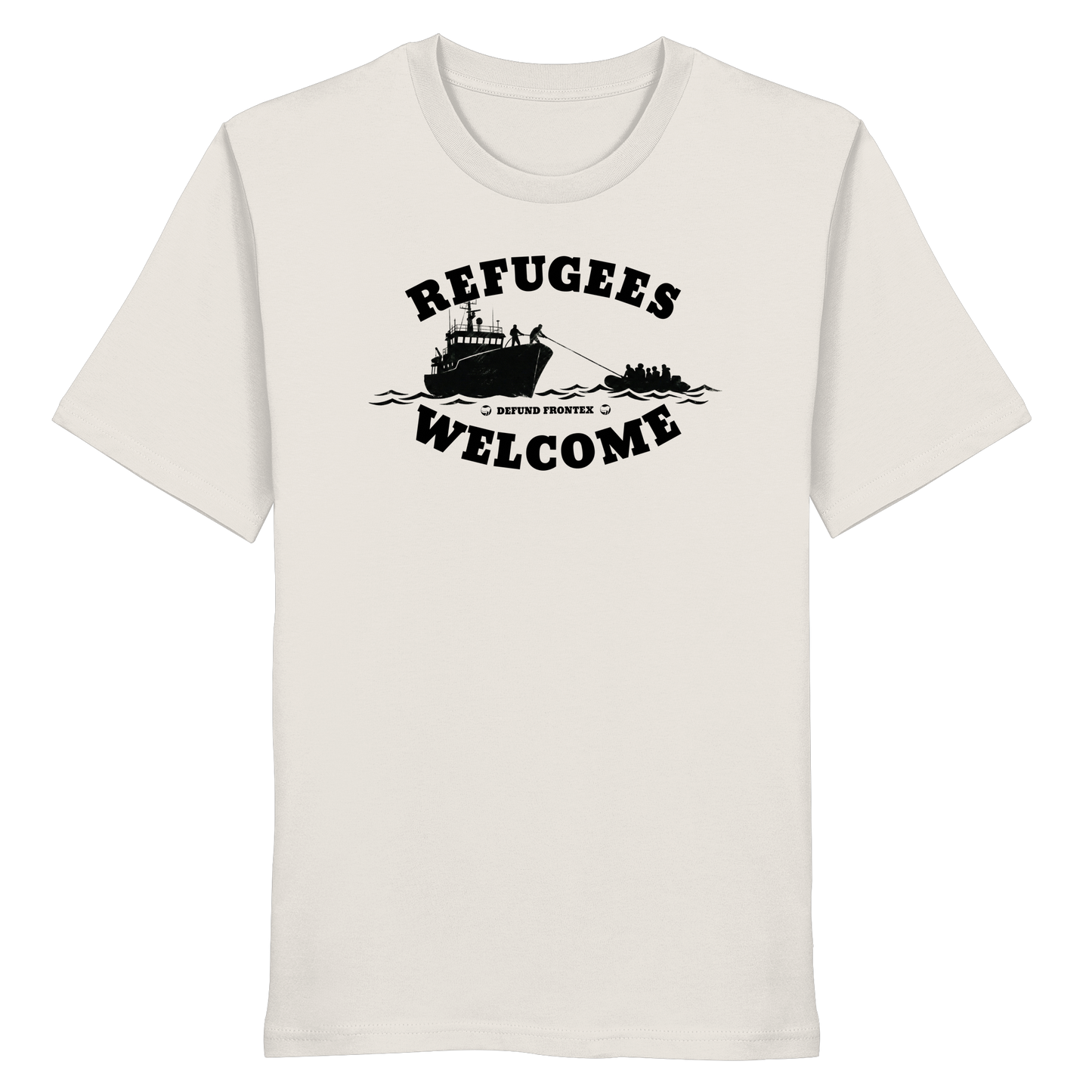 Refugees Welcome at sea (Schwarz) - T-Shirt