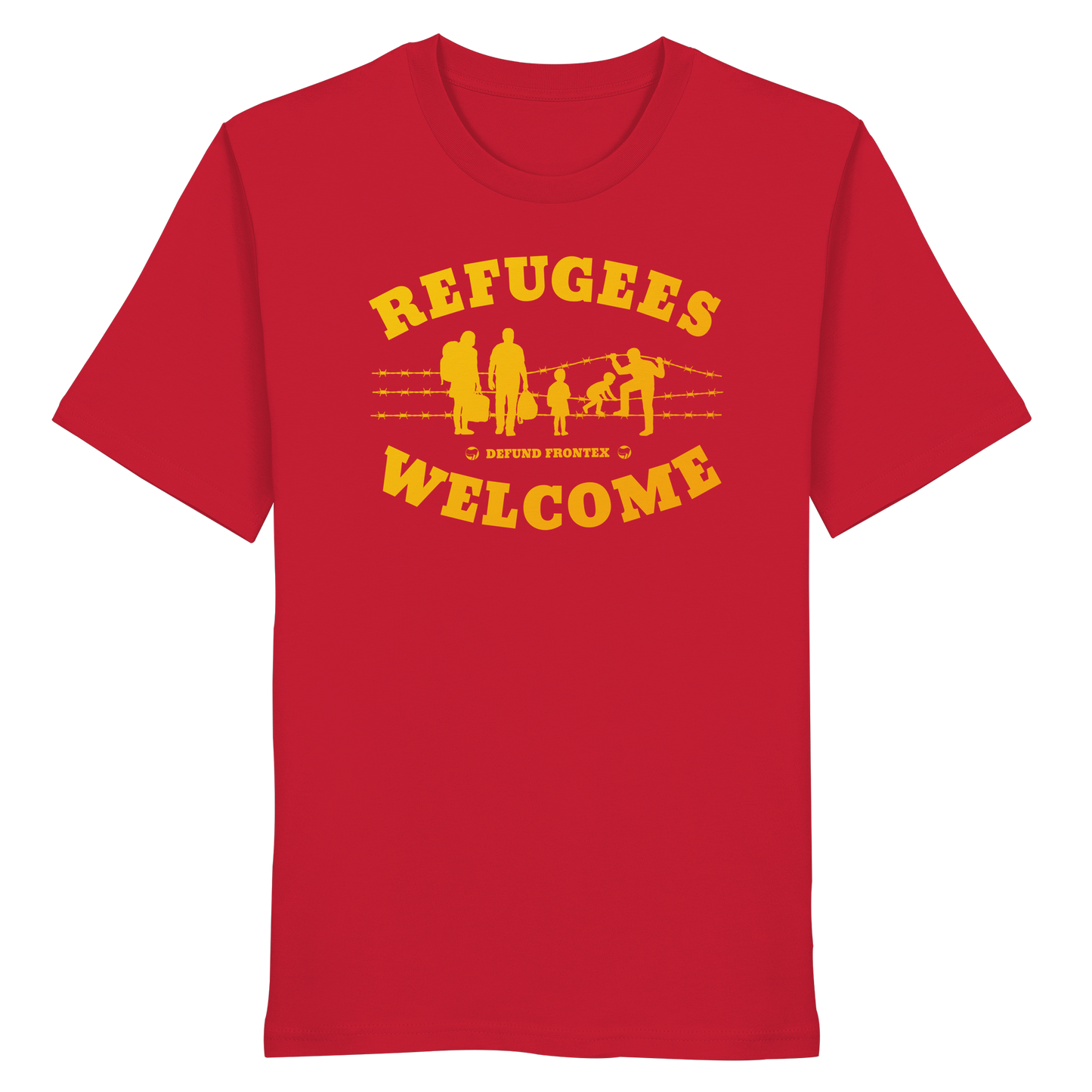 Refugees Welcome on land (Gelb-Orange) - T-Shirt