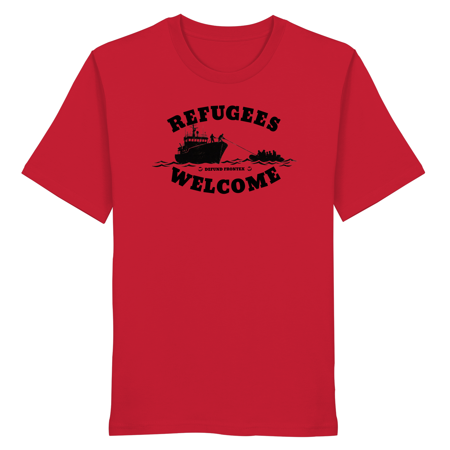 Refugees Welcome at sea (Schwarz) - T-Shirt