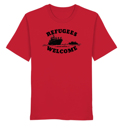 Refugees Welcome at sea (Schwarz) - T-Shirt