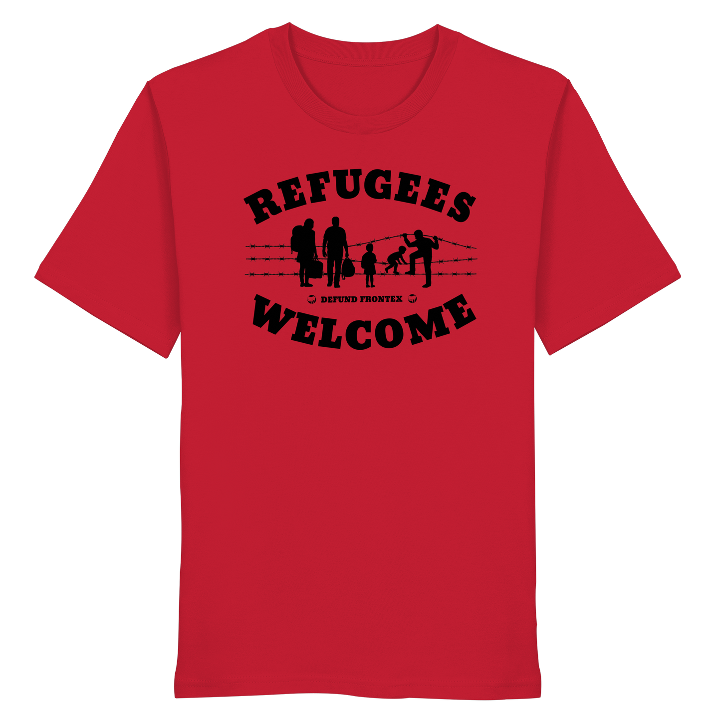 Refugees Welcome on land (Schwarz) - T-Shirt