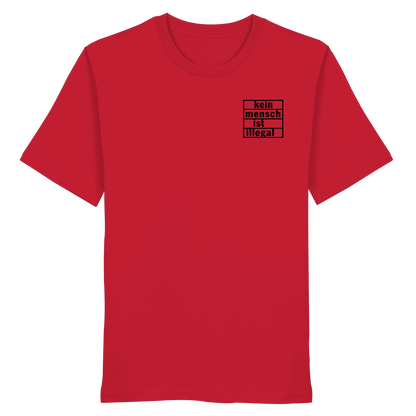 Kein Mensch ist illegal (Schwarz; kleiner Druck) - T-Shirt