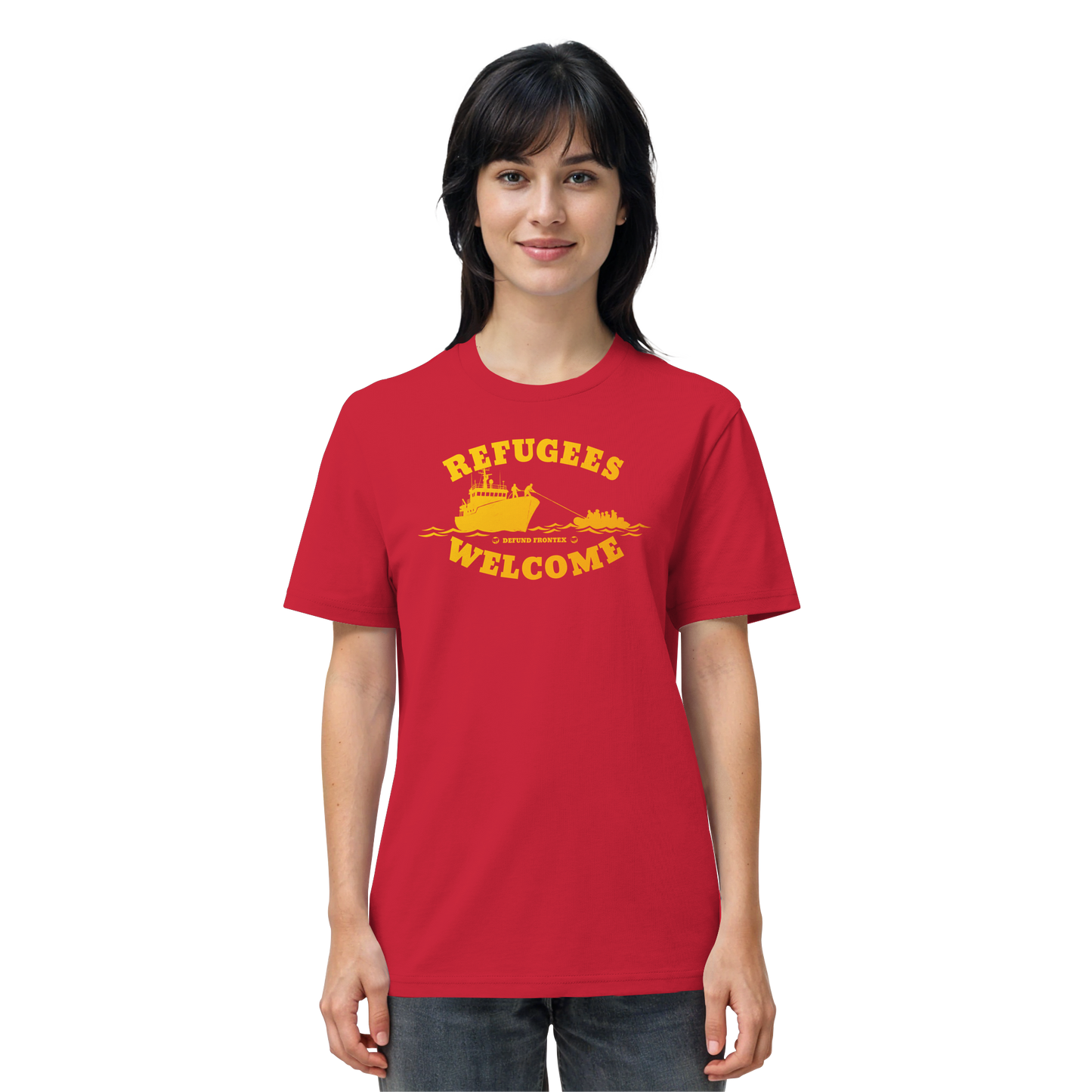 Refugees Welcome at sea (Gelb-Orange) - T-Shirt