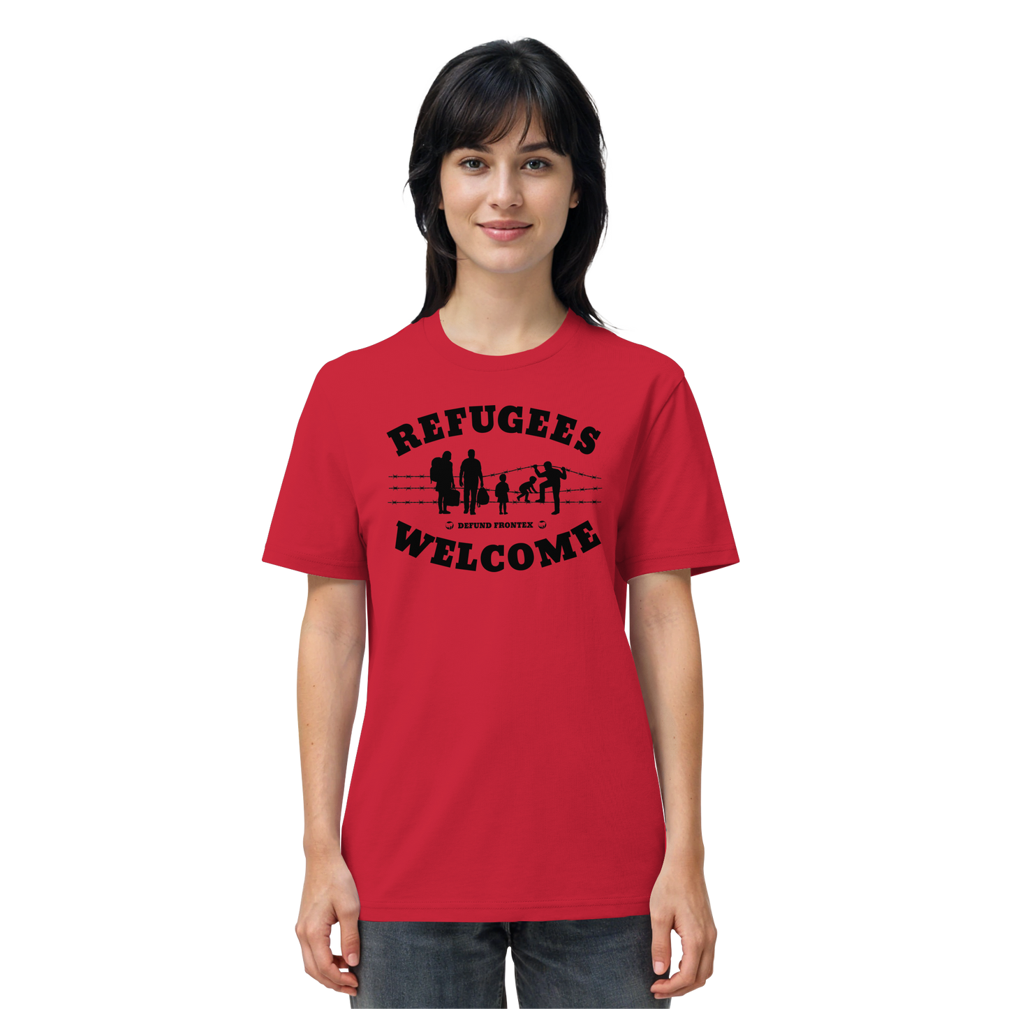 Refugees Welcome on land (Schwarz) - T-Shirt