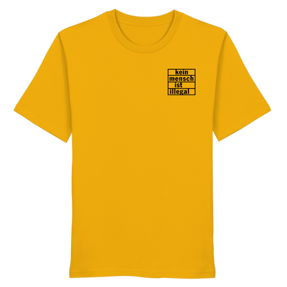 Kein Mensch ist illegal (Schwarz; kleiner Druck) - T-Shirt