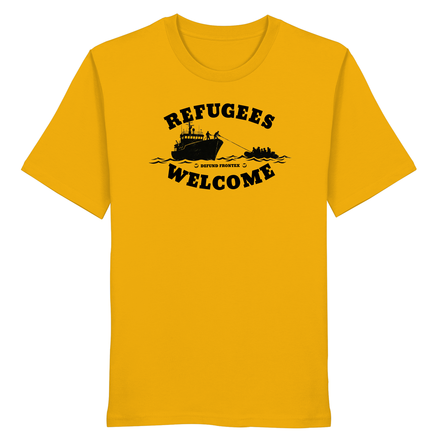 Refugees Welcome at sea (Schwarz) - T-Shirt