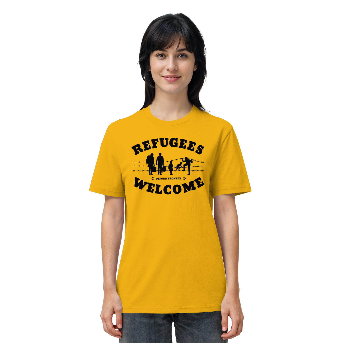 Refugees Welcome on land (Schwarz) - T-Shirt