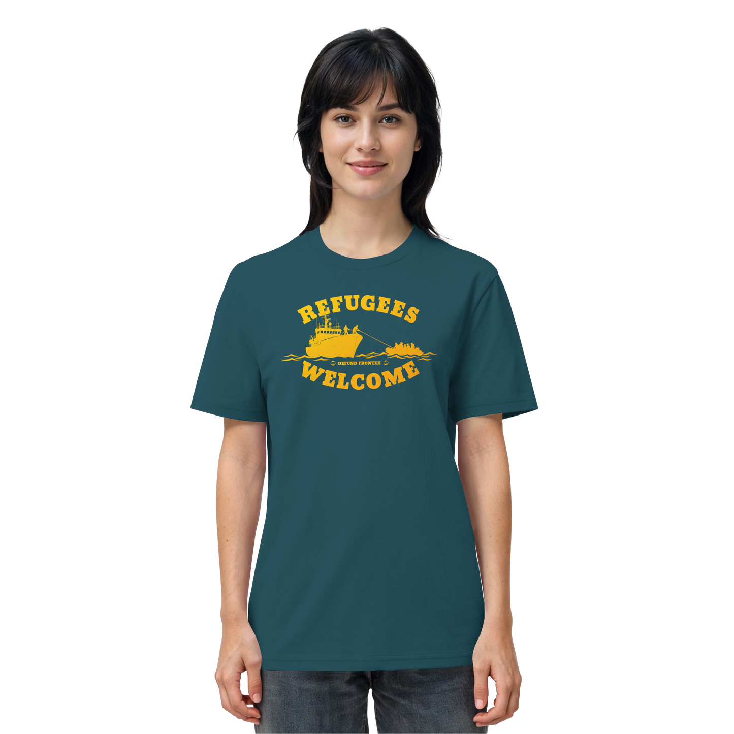 Refugees Welcome at sea (Gelb-Orange) - T-Shirt